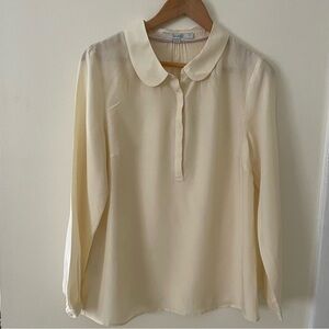 Boden Cream 3/4 Sleeve Peter Pan Collar Blouse
